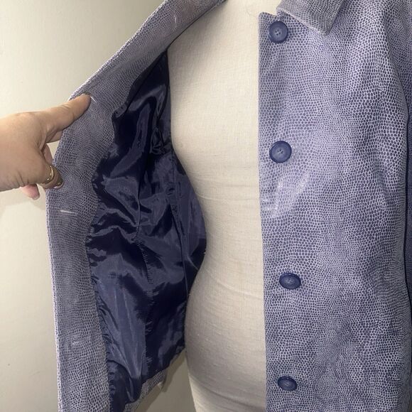 Colebrook & Co. Women's Purple Snake Print Leather Jacket Size Large - Picture 11 of 13